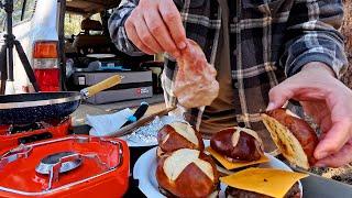 Testing a new Car Camping Stove Making Meatyburgers