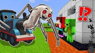 The Most Secure House vs THOMAS SPIDER TRAIN - Minecraft gameplay by Mikey and JJ (Maizen Parody)