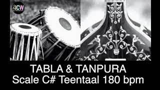 Tabla and Tanpura Scale C# | Teen taal (180 bpm) madhya laya Scale C sharp