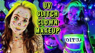 Yellow UV Glitch Clown Makeup How To | October 2024