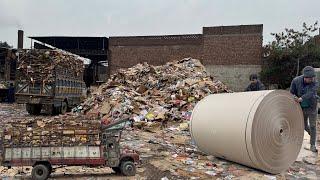 Incredible Process of Recycling Waste Paper into Cardboard Rolls | Factory Mass Production