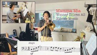 Mamma Mia - Winner Scores All by Peter Lawrance Trombone and Piano w/ karaoke play along video