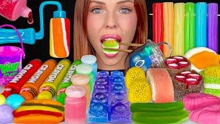 ASMR MUKBANG, Rainbow Food, Gummy Sushi, Edible Paint Roller, Peelable Gummy Candy, Edible Crayon 먹방