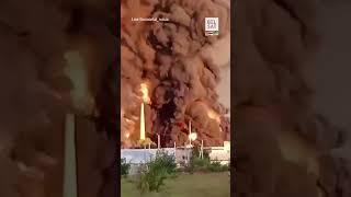 Масштабная атака на нефтебазу в Волгоградской области #shorts