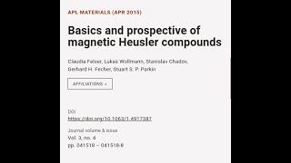 Basics and prospective of magnetic Heusler compounds | RTCL.TV