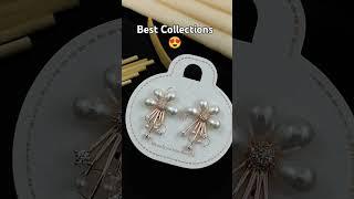 Trending_hoop earrings  #Beautiful#pearl#matte#peacock#jhumka#AD#screw back