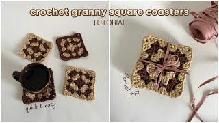 Crochet Granny Square Coasters Tutorial | Beginner Friendly | quick & easy crochet gift