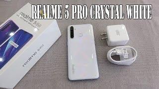 Realme 5 Pro Crystal White color unboxing | camera, fingerprint, face unlock tested