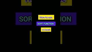 How to use SORT Function in Excel #shortsfeed #excel #shorts