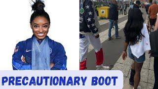 Simone Biles Sports Boot in Paris After 'Minor' Calf Injury During the Olympics