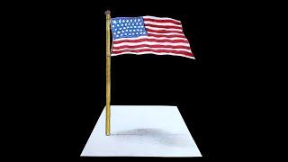 3D USA Flag Drawing || 3D weaving Flag Drawing of United States of America