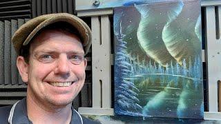 How to paint a simple painting - Northern Lights in 14mins