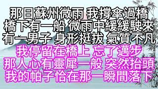 那日蘇州微雨，我撐傘過橋，橋下有一船，微雨中緩緩駛來，有一男子，身形挺拔，氣質不凡，我停留在橋上，忘了邁步，那人心有靈犀一般，突然抬頭，我的帕子，恰在那一瞬間落下【幸福人生】#為人處世#生活經驗#情感