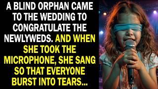 A blind orphan came to the wedding to congratulate the newlyweds. And when she took the microphone..