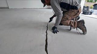 Garage Floor Crack Repair Using Two Part Polyurea Crackfill