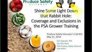 Produce Safety Educators Call #31:Coverage & Exclusions in the PSA Grower Training