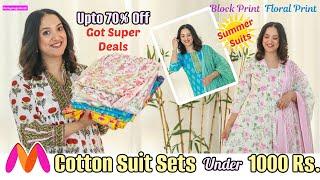 Myntra Floral Suits Haul Under 1000 Rs | Summer Cotton Floral Block Print Suit Sets |Perkymegs Hindi