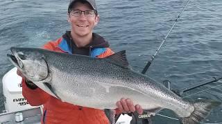 Catching HUGE King Salmon on Lake Michigan