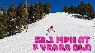 52 MPH ON HER SNOWBOARD AT 7 YEARS OLD