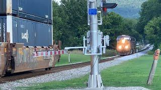 Manned Locomotives Shoving Trains In Both Directions!  Big Train With DPU & Manned Locos!  Cowan, Tn