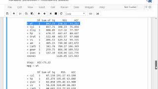 Forward Selection - Stepwise Regression with R