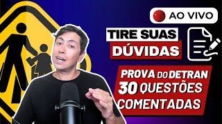 [LIVE 15h] SIMULADO DETRAN 30 QUESTÕES COMENTADAS - Revisão de prova do Detran 2024 [#15]