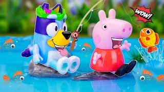 BLUEY & Peppa Toys - Fishing Adventure - Learning Video For Kids | Pretend Play with Bluey Toys