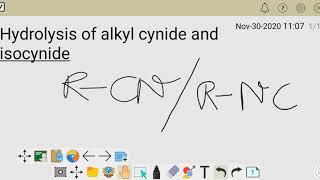 Hydrolysis of alkyl cyanide and isocyanide