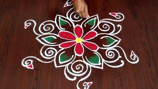 Simple rangoli || rangoli || easy muggulu ||