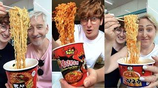 Making My Family Eat The SPICIEST Ramen In a Korea!