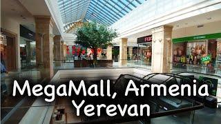 Megamall in Yerevan city. Popular shopping center in capital of Armenia. Famous brands in Mega mall.