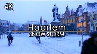 【4K】Haarlem Netherlands virtual Walk in Snow Storm | City Center| 4k60 UHD