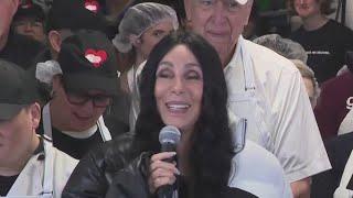 Cher volunteers at God's Love We Deliver in NYC