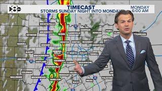 DFW Weather: Rain expected overnight Sunday, with a small threat of tornadoes