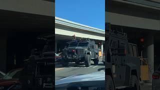 Los Angeles County Sheriff armored vehicle responding to a shooting.