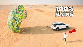 Flying With Parachute And Car - 500Feet In Sky | 100% Real