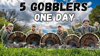 BEST DAY of TURKEY HUNTING EVER??? - (5 GOBBLERS in 12 HOURS!!!)