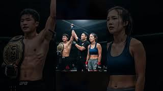 The man won the mma belt over his female opponent he won by tko in round 3 #mma #ufc #roadfc #onefc