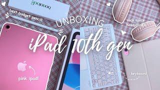 unboxing iPad 10th gen (pink) goojodoq accessories + headphones | ipad aesthetic setup