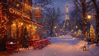 Paris Outdoor Coffee Ambience - Deep Jazz Music in a Quiet Winter Night for Good Relaxation