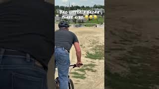 Sendy dad crashes hard (broken bones) #mountainbike #pumptrack #dad #send #crash
