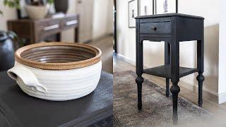 DIY THRIFT FLIP DECOR (TABLE, BOWL & OTTOMAN) // HOME DECOR ON A BUDGET