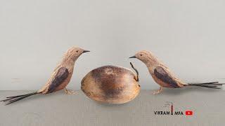 How to make an amazing Bird from coconut / coconut shell craft