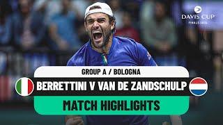 Berrettini v Van De Zandschulp Highlights | Italy v Netherlands Davis Cup 2024 Finals Group Stage