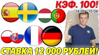 СТАВКА 12 000 РУБЛЕЙ! ФРАНЦИЯ - ГЕРМАНИЯ. ВЕНГРИЯ - ПОРТУГАЛИЯ. ИСПАНИЯ - ШВЕЦИЯ. ПРОГНОЗ НА ЕВРО