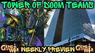 Green TOWER OF DOOM Teams H/M/L Maugrim Woods Weekly Preview | Gems of War Live stream 7/29/2024