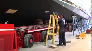 Abi Trailers MBT200 boat mover in operation with Mangusta 132