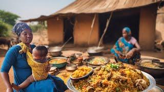 These African Village Family Cooks The Most Delicious Organic Rural Food For Lunch  | Mutton Biryani