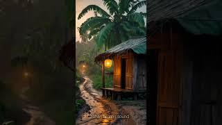 Peaceful Rain Sounds in a Village Hut | Calming Rainy Ambience & Lantern Glow #Village #RelaxingRain