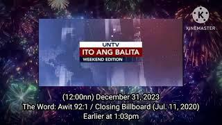 UNTV Ito Ang Balita Weekend Edition | Audio Streaming (December 31, 2023) | 12:00nn